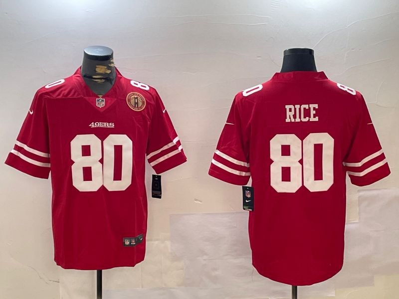 Men San Francisco 49ers #80 Rice Red Second generations 2024 Nike Limited NFL Jersey style 4->->